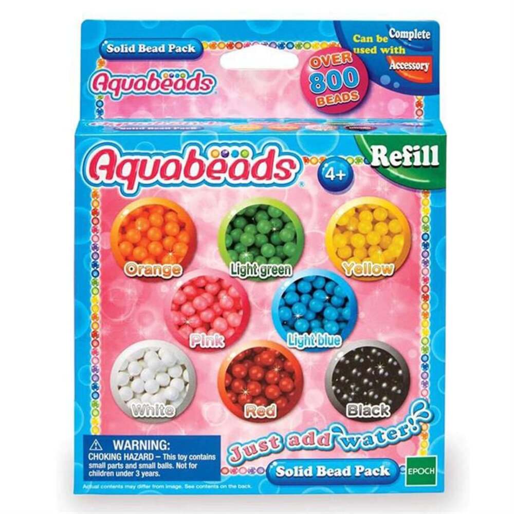 Aquabeads Solid Bead Pack Refill 800+ Beads Color Kit 800+ Beads